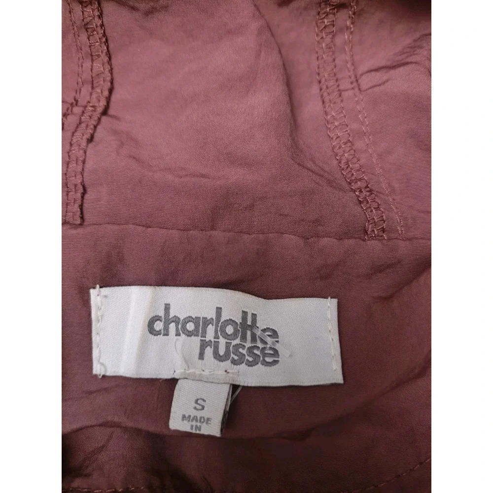 Charlotte Russe Women's Small Mauve Hooded Utility Anorak Jacket Drawstring